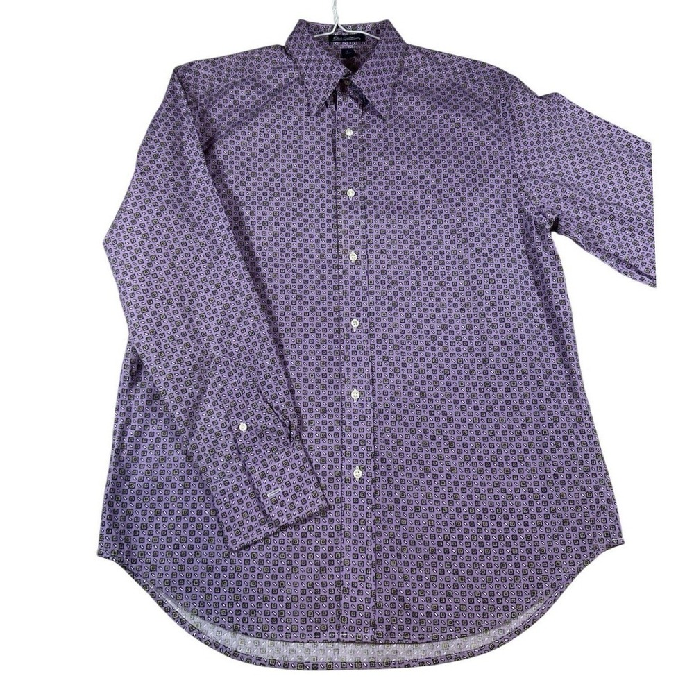 Robert Graham‎ Mens Purple Geometric Medallion Print Button Down Shirt Large